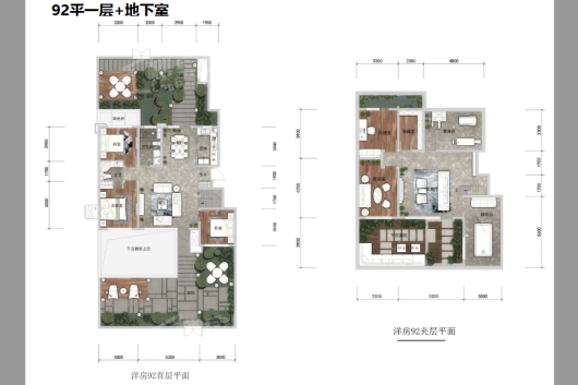 汇置·山湖92平一层户型 3室2厅2卫1厨