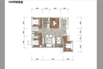 汇置·山湖109平标准层户型 4室2厅2卫1厨