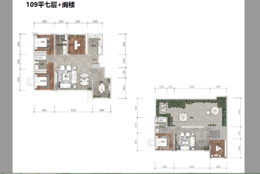 汇置·山湖109平七层户型 3室2厅2卫1厨