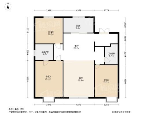 旭辉·铂宸府3居室户型图