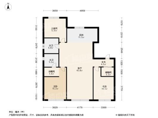 中海·润山府3居室户型图