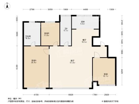 中海·润山府3居室户型图