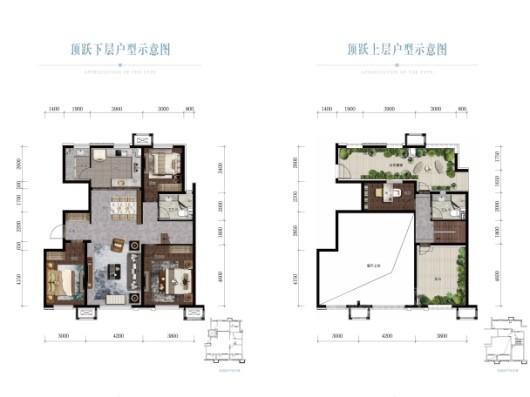 中海·半山华府小高158平顶跃户型 3室2厅2卫1厨