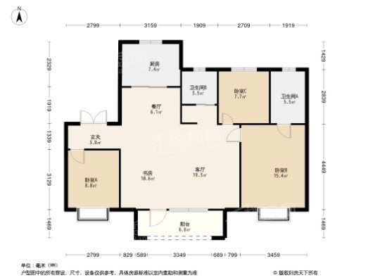 碧桂园星樾时代3居室户型图