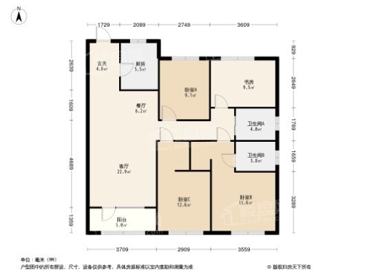 五矿·沈河金城4居室户型图