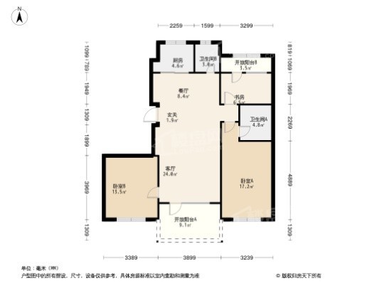 富禹·依云澜汇3居室户型图