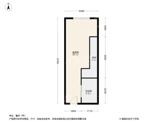 岐山书苑1居室户型图