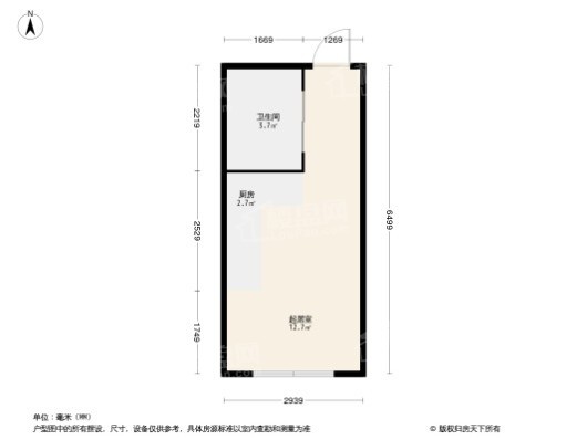 岐山书苑1居室户型图