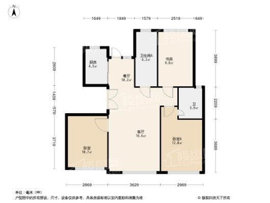 祥联·大河铭著3居室户型图