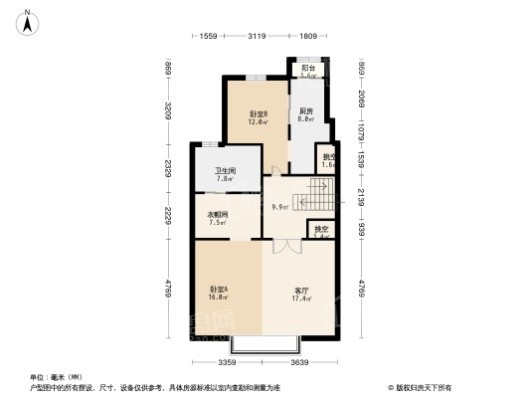 美的·盛京东墅3居室户型图
