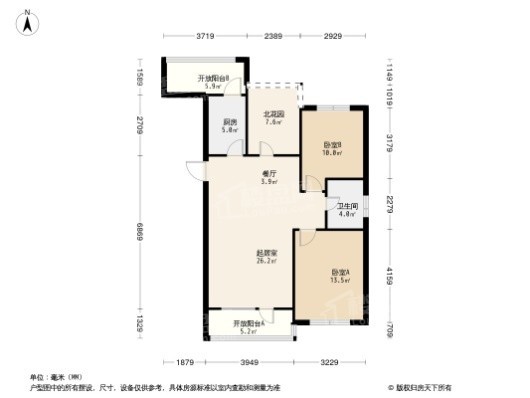 热高乐城2居室户型图