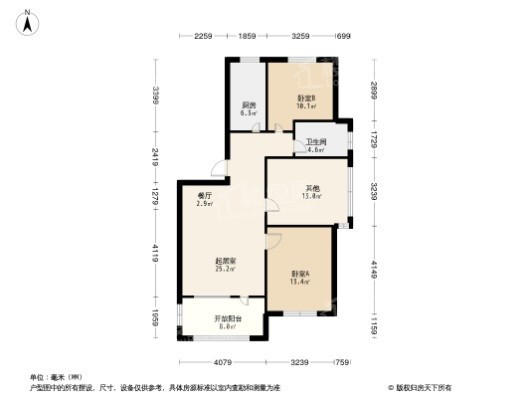 热高乐城2居室户型图