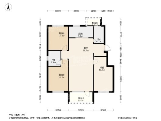 富禹·依云蓝湾3居室户型图