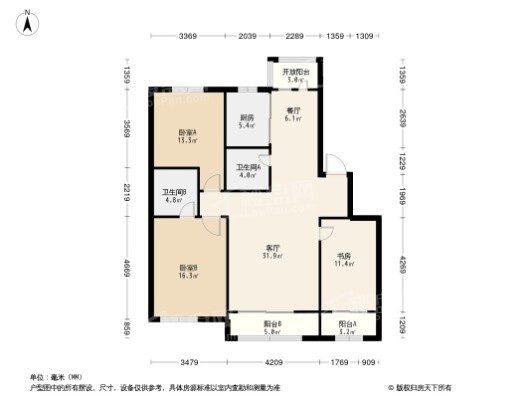 君悦国际城3居室户型图