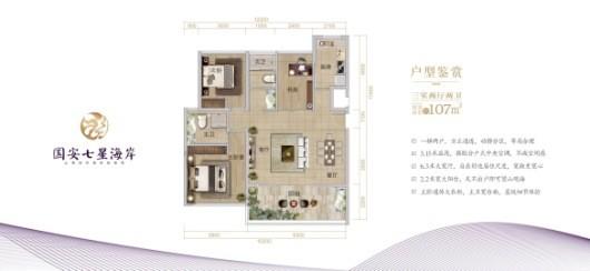 国安七星海岸107平户型 3室2厅2卫1厨