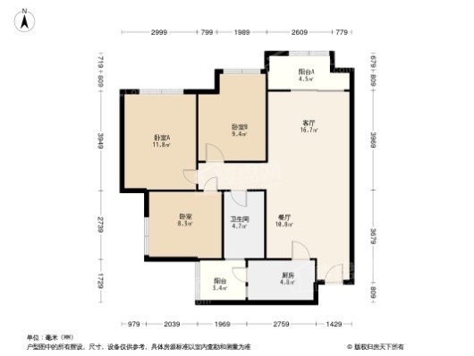 龙城首府3居室户型图