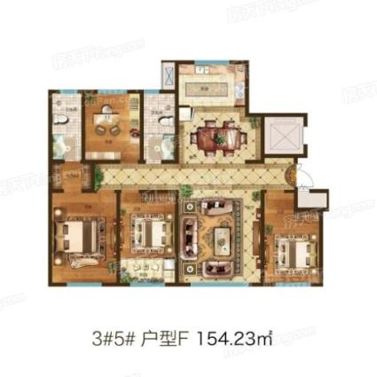 金庆桂花园35#F户型 4室2厅2卫1厨