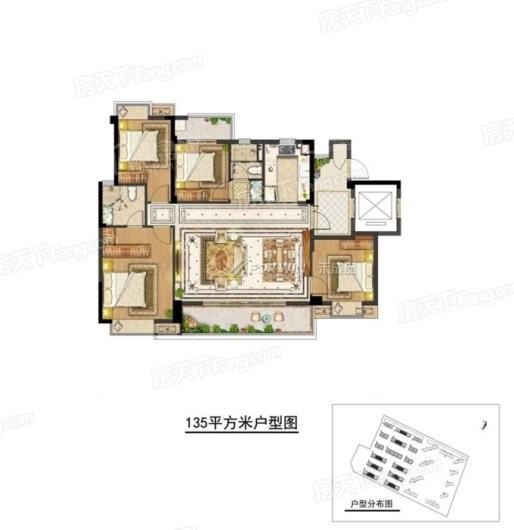 奥园鼎新·海樾岚庭洋房135㎡ 4室2厅2卫1厨