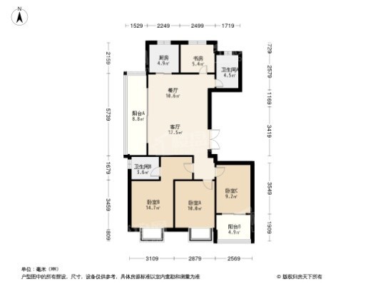 福州源4居室户型图