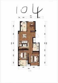 大树彩虹里D2户型三室两厅一卫104 3室2厅1卫1厨