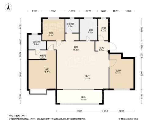 保利红岛湾3居室户型图