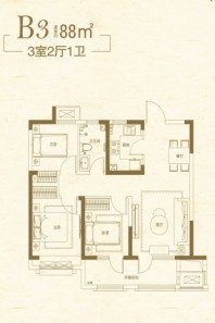 青岛印象·川B3-88平3室2厅1卫 3室2厅1卫1厨