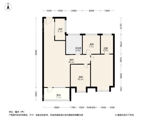 胶州华润城3居室户型图