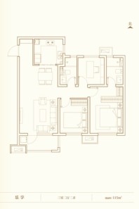 万科公园大道115平3室2厅2卫 3室2厅2卫1厨