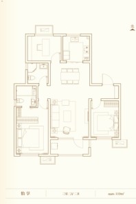 万科公园大道119平3室2厅2卫 3室2厅2卫1厨