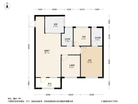 万科公园大道3居室户型图