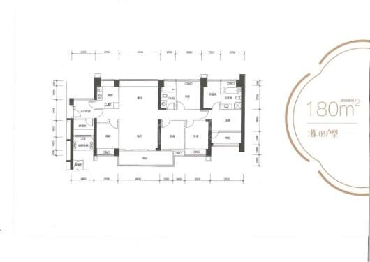 鸿荣源·壹成中心璞誉府11区1栋03户型180㎡ 5室2厅2卫1厨