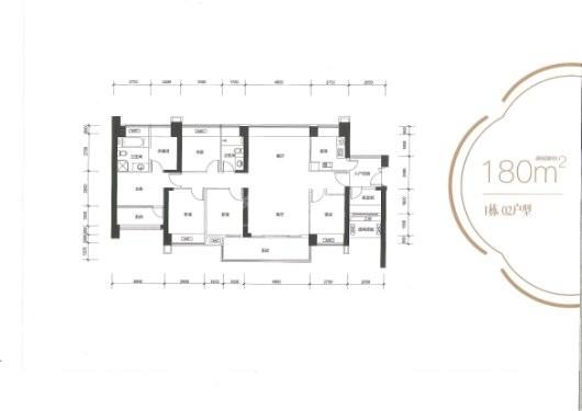 鸿荣源·壹成中心璞誉府11区1栋02户型180㎡ 5室2厅2卫1厨