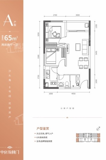 中房·翰林门公寓65㎡A 2室2厅1卫1厨