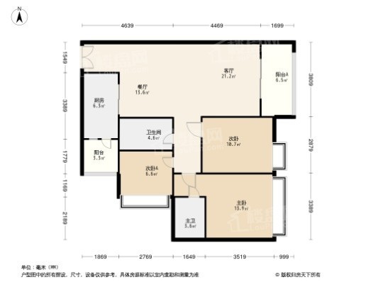 海成·天生天城3居室户型图