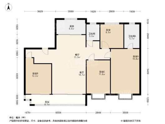 中能·翡丽公馆4居室户型图