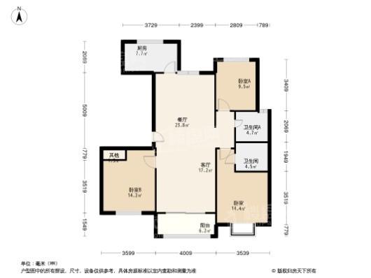 中能·翡丽公馆3居室户型图