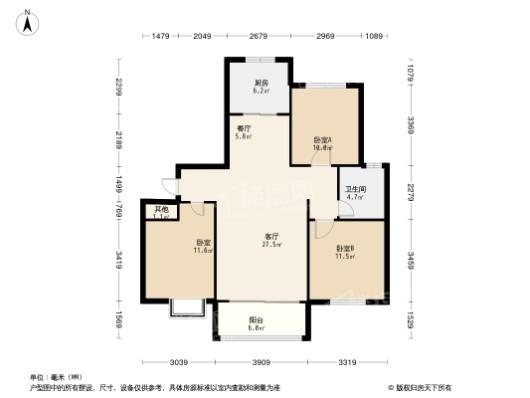 中能·翡丽公馆3居室户型图