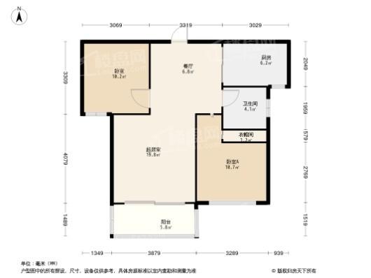 中能·翡丽公馆2居室户型图