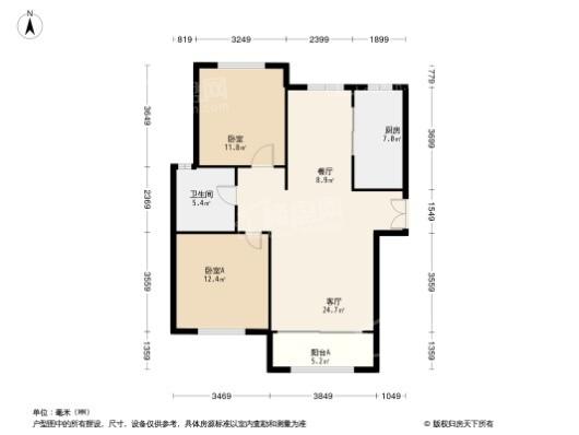 中能·翡丽公馆2居室户型图