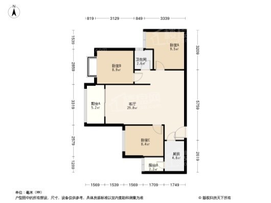 中昂·合府3居室户型图