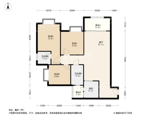 中昂·合府3居室户型图