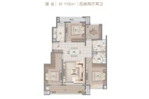 中昂·璟院116平洋房户型 4室2厅2卫1厨