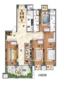 西华美好生活家园G1户型建筑面积约136m2 4室2厅2卫1厨
