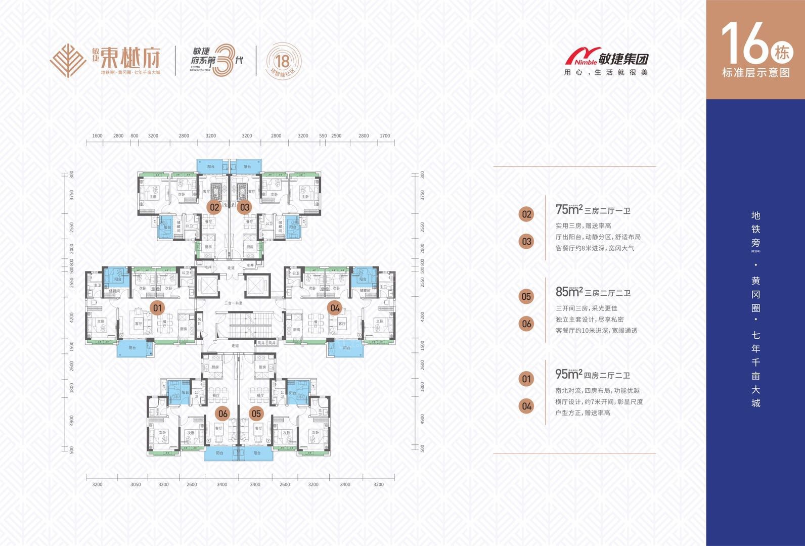 东莞敏捷·东樾府3室2厅1卫户型图-东莞楼盘网