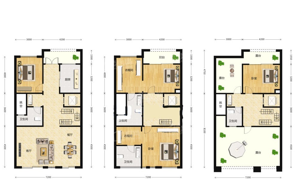 重庆朗诗乐府3室3厅2卫户型图-重庆楼盘网