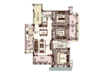 中海神州半岛E3户型图（标准） 3室2厅2卫1厨