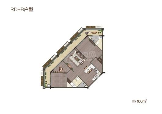 中海神州半岛半岛新天地-RD栋-B户型 3室2厅2卫1厨