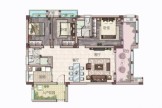 中海神州半岛E1户型（标准层） 3室2厅2卫1厨