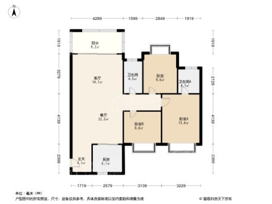 东澳溪地3居室户型图