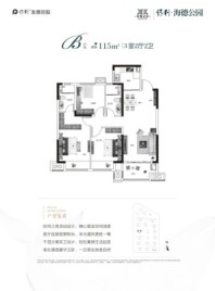 保利海德公园4号院B户型 3室2厅2卫1厨